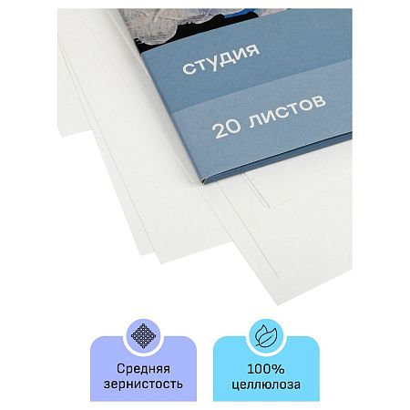 Папка для гуаши и акрила 20л., А4, Гамма "Студия", 180г/м2