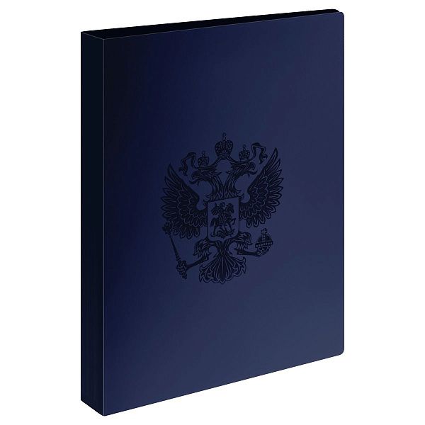 Папка с 60 вкладышами СТАММ "Герб" А4, 21мм, 700мкм, пластик, сапфир