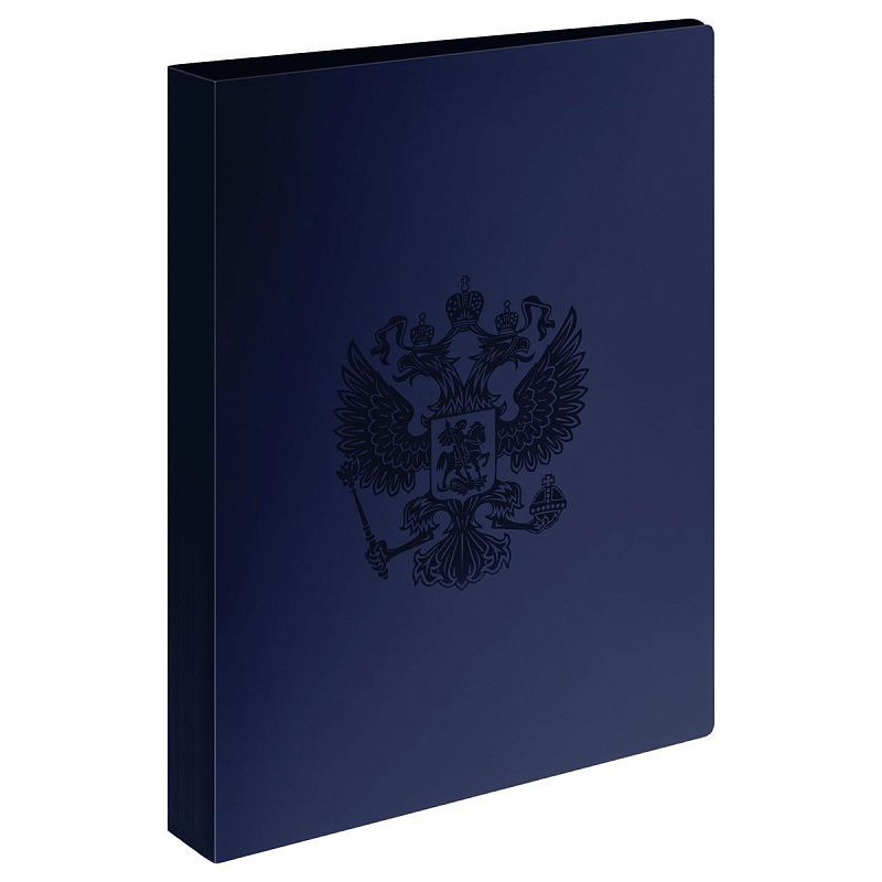 Папка с 60 вкладышами СТАММ "Герб" А4, 21мм, 700мкм, пластик, сапфир