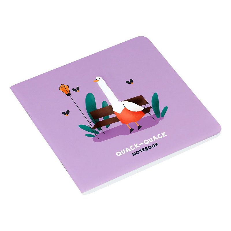 Записная книжка 170*170 мм 40л. на скрепке MESHU "Quack-Quack", soft-touch ламинация, выборочный УФ-лак, блок без линовки, 80г/м2