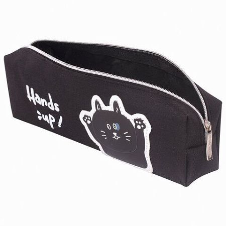 Пенал ЮНЛАНДИЯ, 1 отделение, полиэстер, "Cat", черный, 19х4х6 см, 270279 