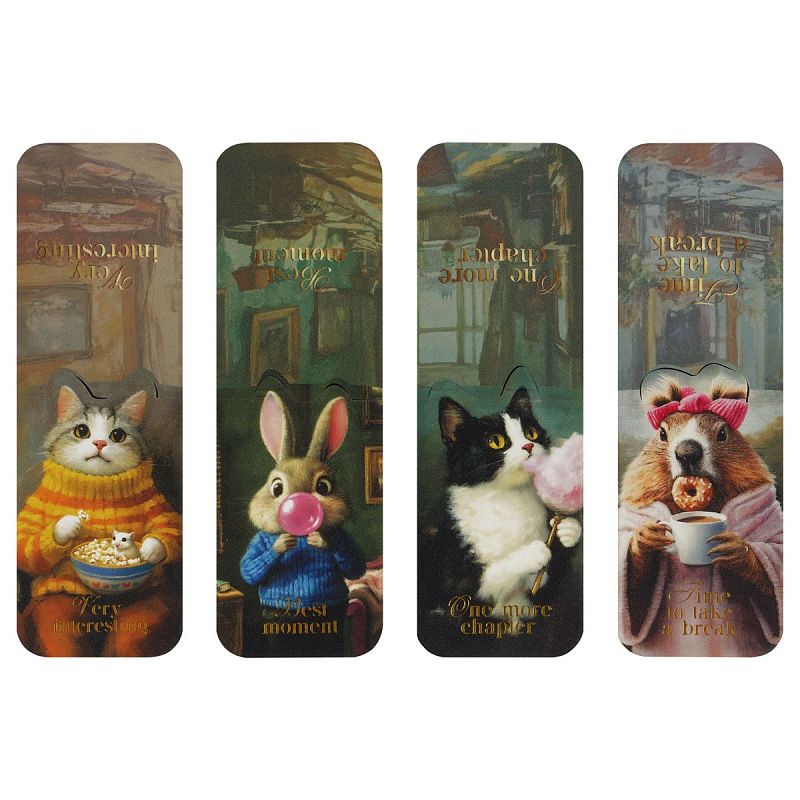 Закладки магнитные для книг, 4шт., MESHU "Aristocratic", матовая ламинация, фольга 