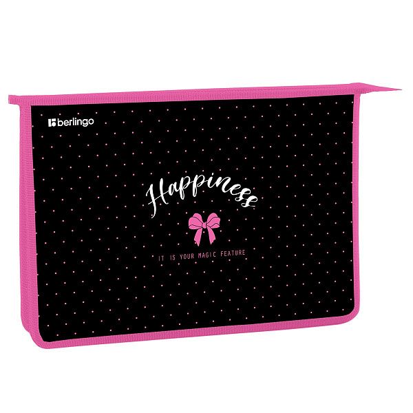 Папка для тетрадей 1 отделение, А4 Berlingo "Happiness", 340*245*40 мм, пластик, на молнии