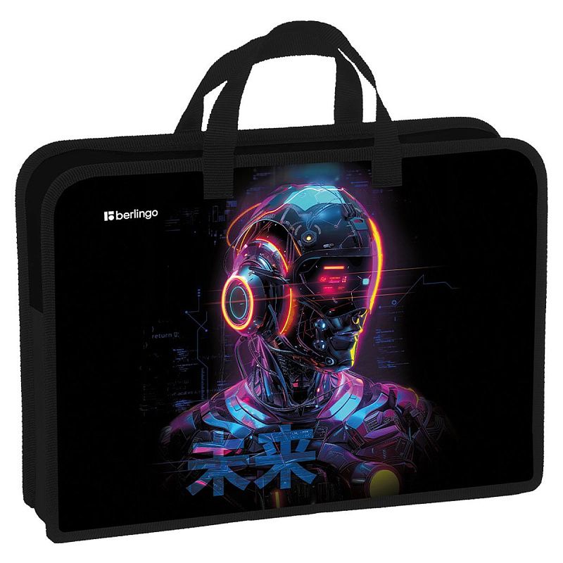 Папка с ручками 1 отделение, А4 Berlingo "Cyberpunk", 340*245*75мм, пластик, на молнии