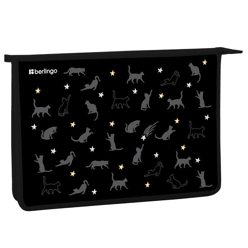 Папка для тетрадей 1 отделение, А4 Berlingo "MEOW Galaxy", 340*245*40 мм, пластик, на молнии