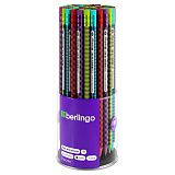 Карандаш ч/г Berlingo "Squares", круглый, с ластиком, заточен., пластиковый, ассорти