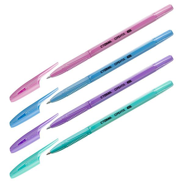 Ручка шариковая СТАММ "Орбита 100" синяя, 0,7мм, пастельный микс, ассорти