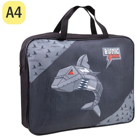 Папка с ручками А4 ArtSpace "Shark", полиэстер, на молнии, 70мм 