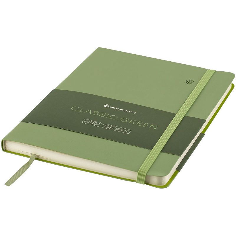 Записная книжка А5 96л. ЛАЙТ, кожзам, Greenwich Line "Classic. Green", с резинкой, блок без линовки