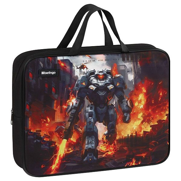 Папка текстильная с ручками 1 отделение, А4 Berlingo "Battle For The Future", 350*265*80мм, текстиль, на молнии