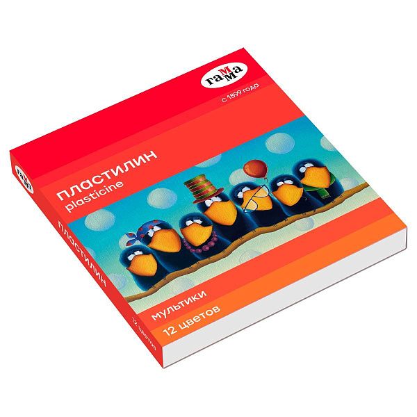 УЦЕНКА - Пластилин Гамма "Мультики", 12 цветов, 240г, со стеком, картон. упаковка (осн 262526)