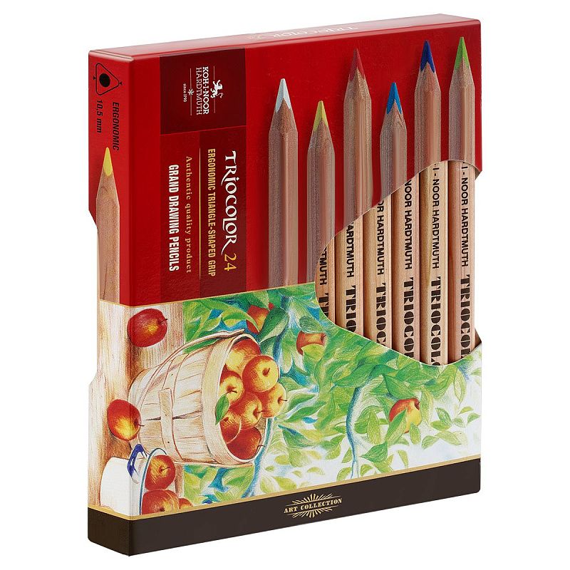 Карандаши цветные Koh-I-Noor "Jumbo Triocolor 3151", 24цв., трехгран., утолщен., неокр. корпус, картон