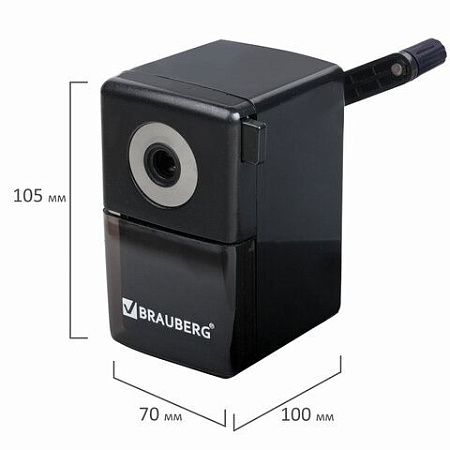 Точилка механическая BRAUBERG "BLACK JACK", крепление к столу, металлический механизм, цвет чёрный, 222516 