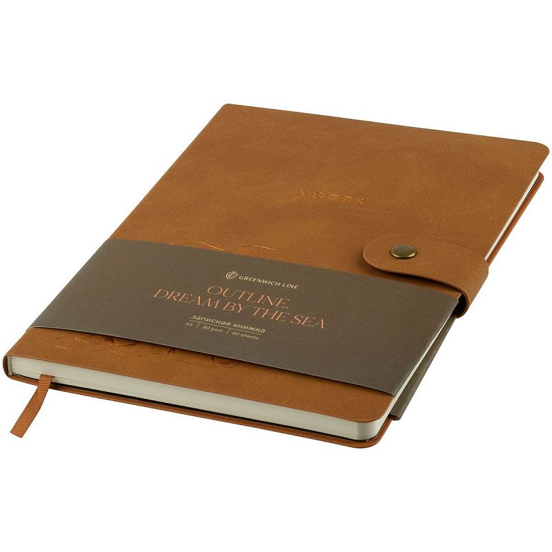 Записная книжка А5 80 л., ЛАЙТ, кожзам, Greenwich Line "Outline. Dream by the sea" с замком, тиснение фольгой, внутренний карман, блок в точку