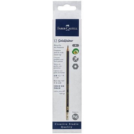 Карандаш ч/г Faber-Castell "Goldfaber 1222" B, с ластиком, заточен. 