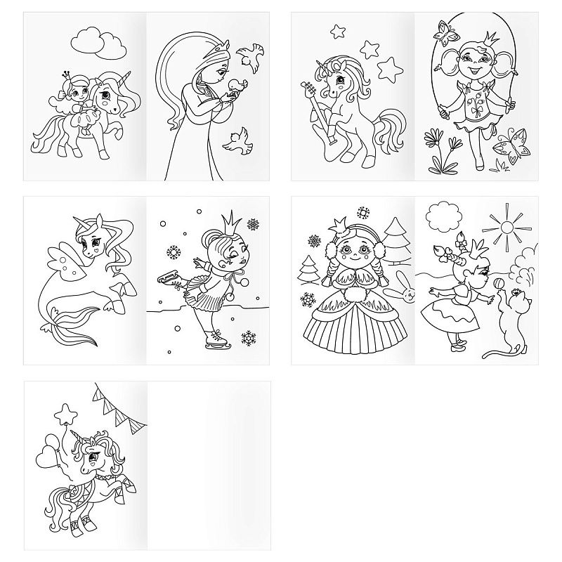 Суперраскраска А4 ТРИ СОВЫ "Принцессы и ее друзья", на склейке, 40стр.