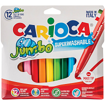 Фломастеры Carioca "Jumbo", 12цв., утолщенные, смываемые, картон, европодвес