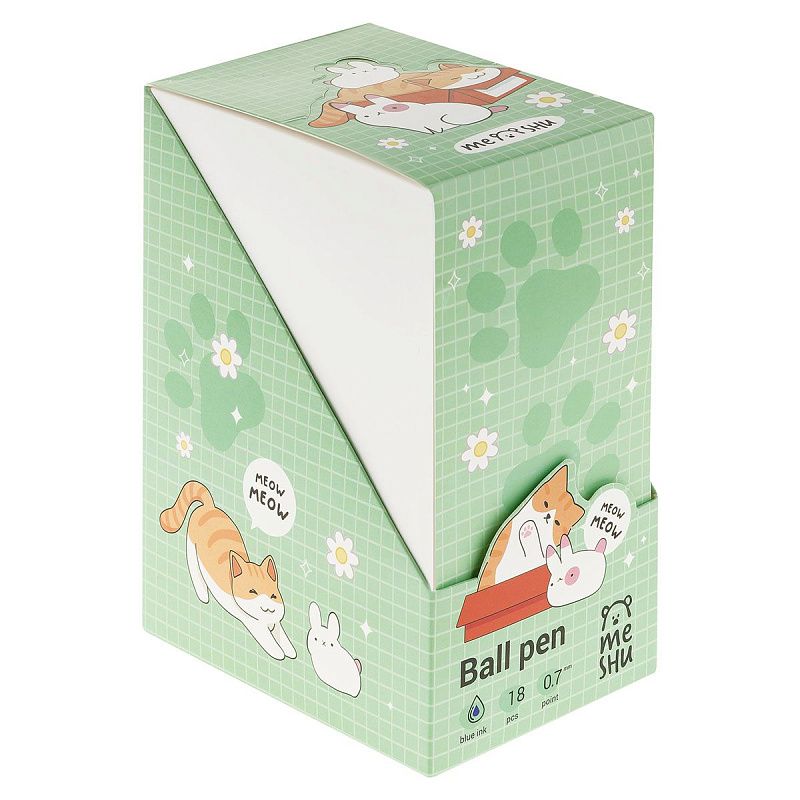 Ручка шариковая MESHU "Friends Box" синяя, 0,7мм, корпус ассорти 