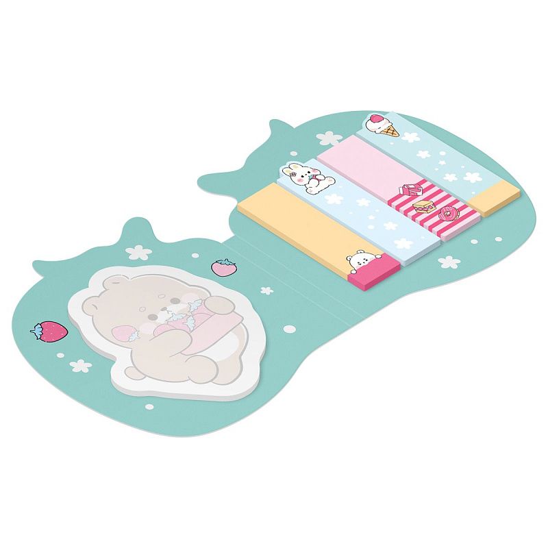 Флажки-закладки и самоклеящиеся блоки в наборе MESHU "Cute Sweet", 20л*5 цветов, европодвес