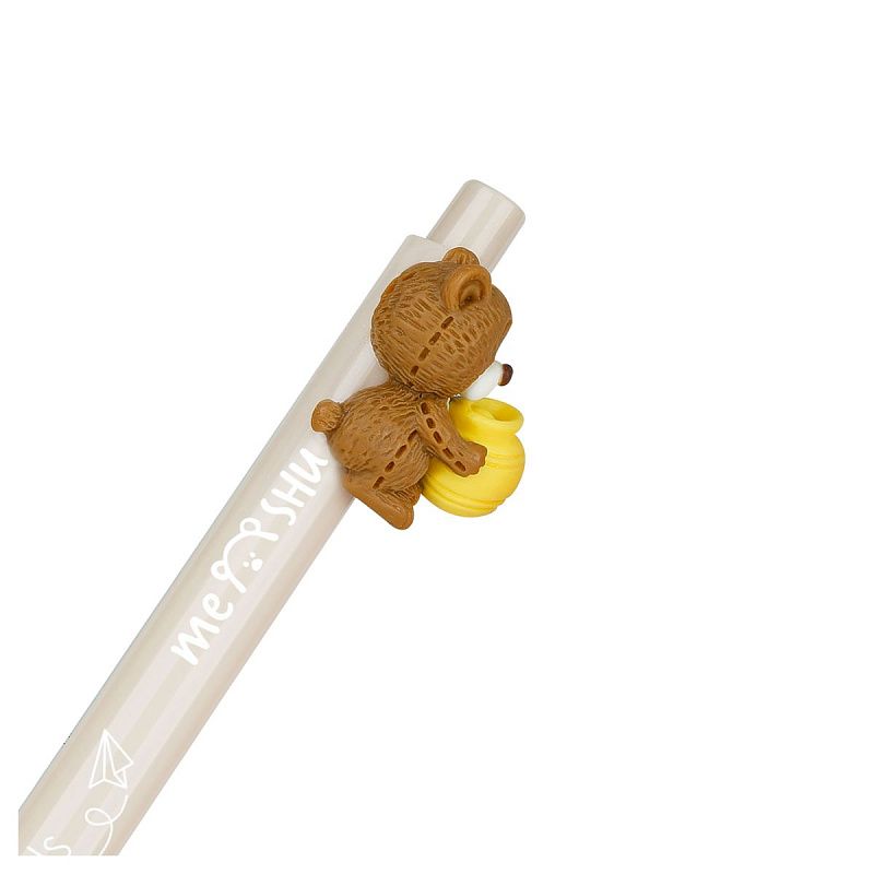 Ручка шариковая автоматическая MESHU "Funny friends" синяя, 0,7мм, корпус ассорти, с топпером 