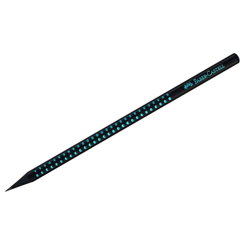 Карандаш ч/г Faber-Castell "Sparkle Black" B, трехгранный, заточен., черный/голубой металлик