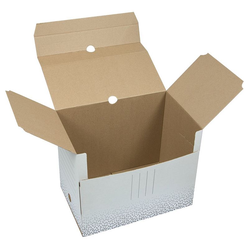 Короб архивный с клапаном "Standard" плотный, микрогофрокартон, 200мм, белый, до 1800л. 