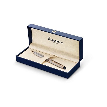 Ручка шариковая Waterman "Expert Stainless Steel GT" синяя, 1,0мм, подарочная упаковка 