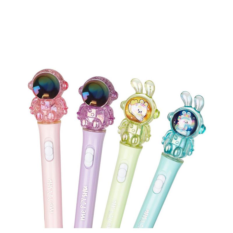 Ручка шариковая MESHU "Spaceheroes", светящаяся, синяя, 0,5мм, корпус ассорти 