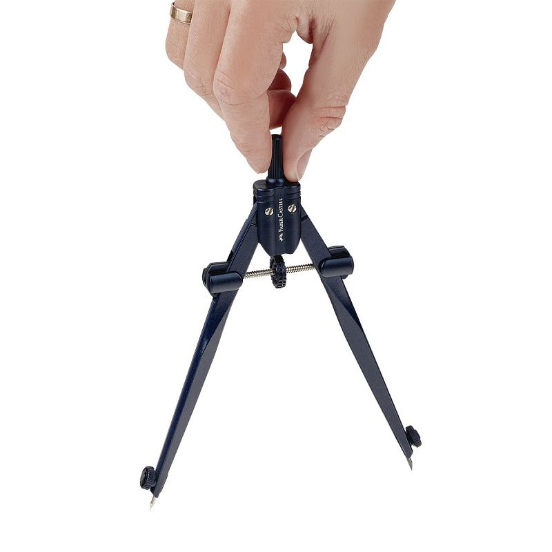 Циркуль Faber-Castell + грифели, пластиковый футляр,  цвет темно-синий., роз. золото 