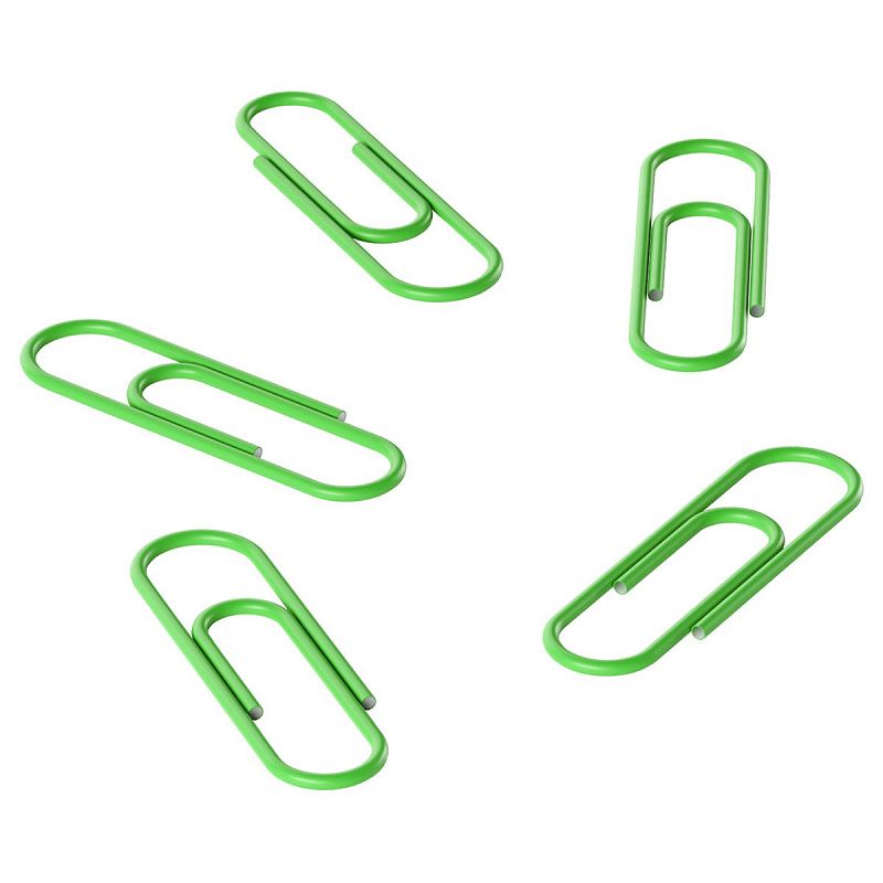 Скрепки 28мм, Berlingo, 100шт., цветные, ПВХ упак., европодвес, зеленые