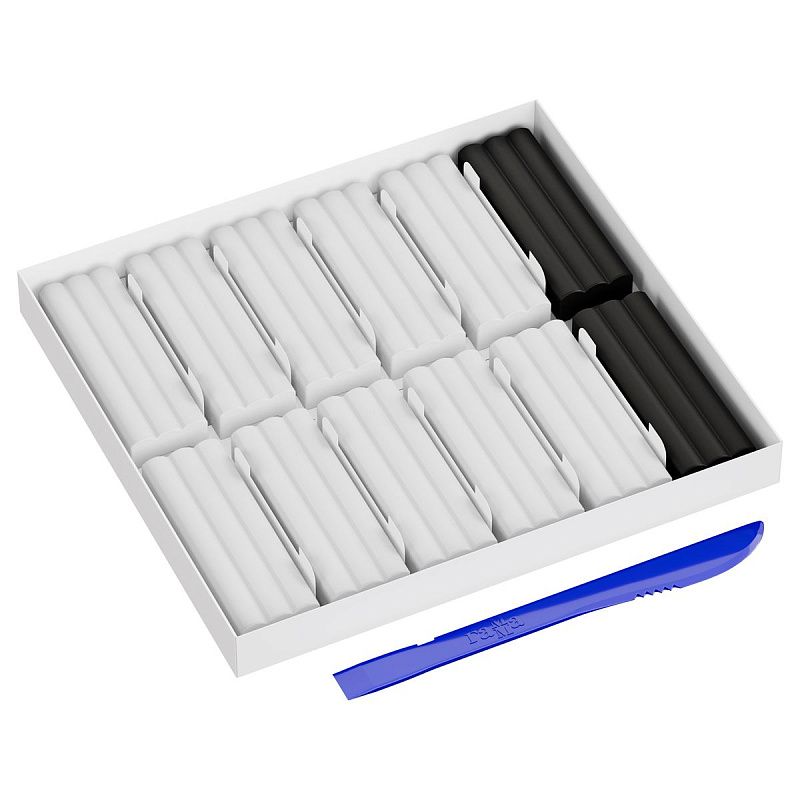 Пластилин Гамма "Классический", 10 белых+2 черных брус., 240г, со стеком, картон. упаковка