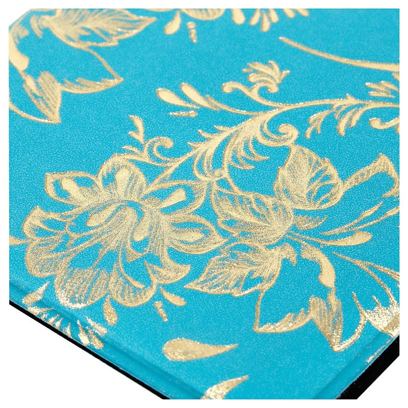 Обложка для паспорта OfficeSpace "Blooming" мягкий полиуретан, бирюзовая, тиснение золотом 