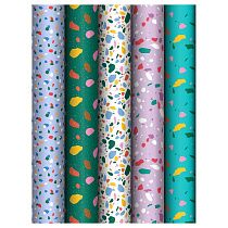 Упаковочная бумага глянц. 70*100см, MESHU "Terrazzo", 80 г/м2, ассорти, 5 дизайнов