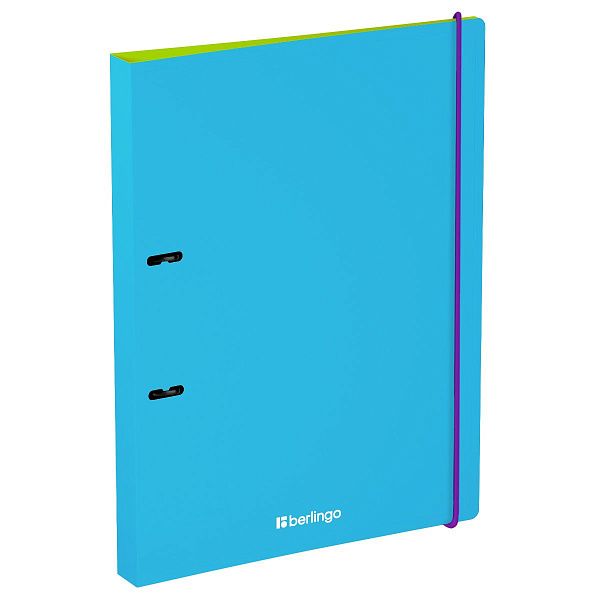 Папка на 2 кольцах Berlingo "Raze" А4, 24мм, 600мкм, D-кольца, с внутр. карманом, голубая, софт-тач