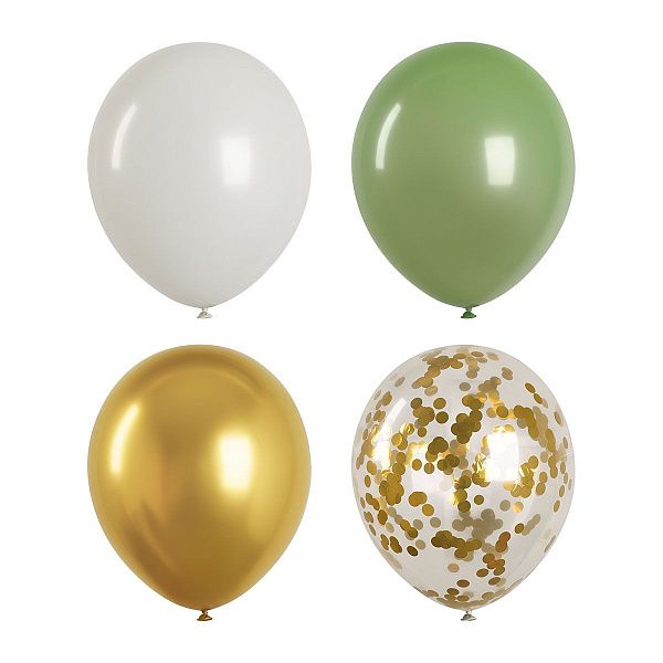 Воздушные шары, 40шт., М12/30см, MESHU, "Green", 4 цвета ассорти