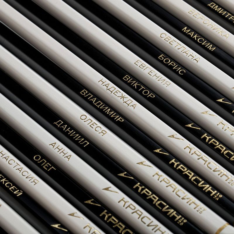 Карандаши ч/г Красин "Мужские имена" ТМ (НВ), шестигр., заточен., ассорти, карт. упаковка., европодвес 