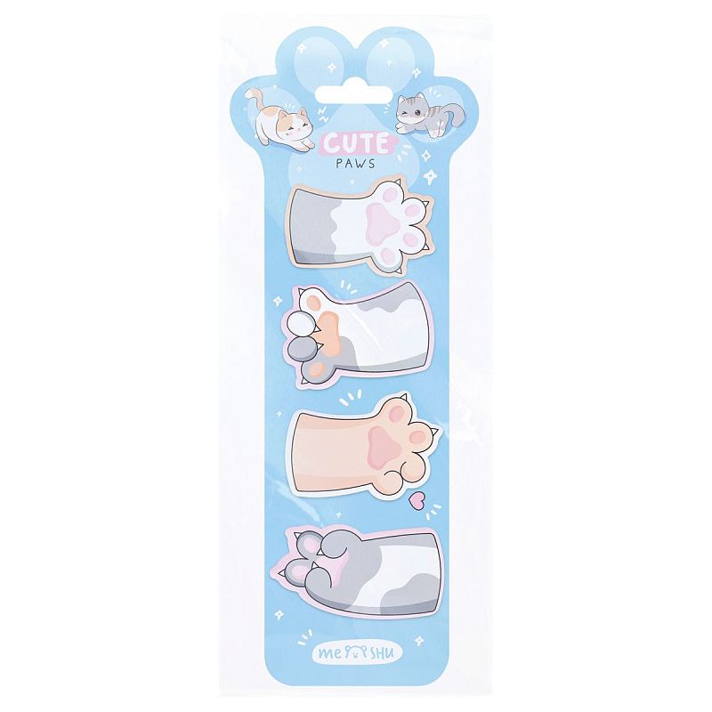 Флажки-закладкиMESHU "Cute Paws",  20л*4 цвета, европодвес