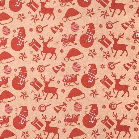Бумага упаковочная крафт BIG SIZE новогодняя "Christmas Party", 0,7х10 м, ЗОЛОТАЯ СКАЗКА, 591947