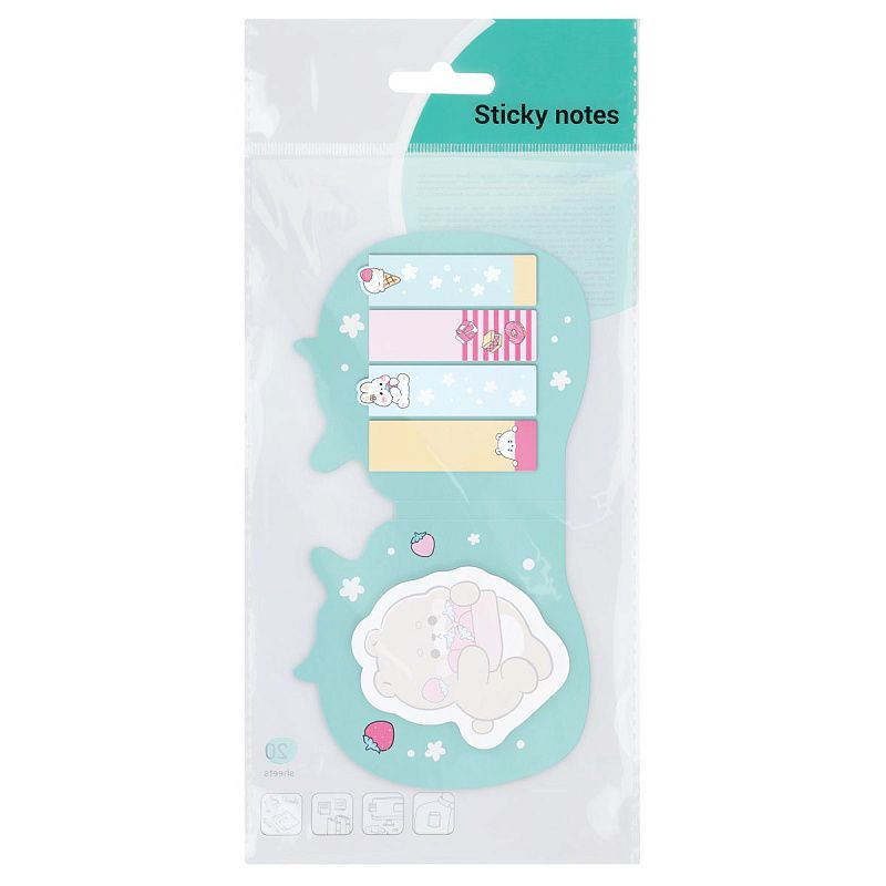 Флажки-закладки и самоклеящиеся блоки в наборе MESHU "Cute Sweet", 20л., европодвес