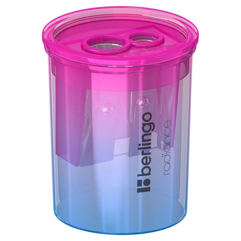 Точилка пластиковая Berlingo "Radiance" 2 отверстия, контейнер, ассорти 