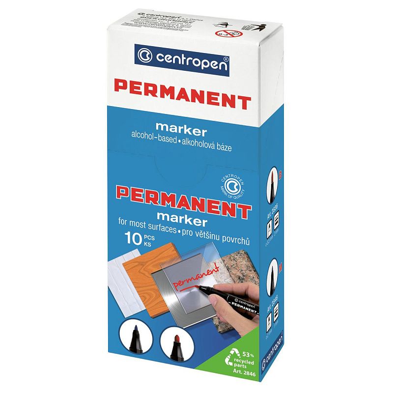 Маркер перманентный Centropen "2846" черный, пулевидный, 1мм 