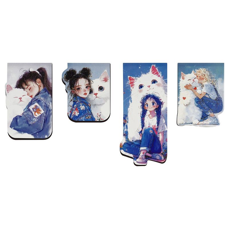 Закладки магнитные для книг, 4шт., MESHU "Be happy", матовая ламинация 