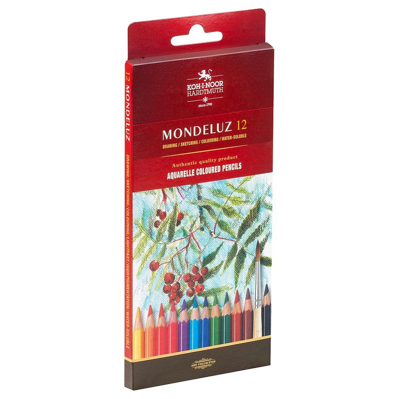 Карандаши акварельные Koh-I-Noor "Mondeluz", 12цв., заточен., картон, европодвес