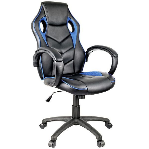 УЦЕНКА-Кресло игровое Helmi HL-S07 "Boost", экокожа/ткань черная/синяя