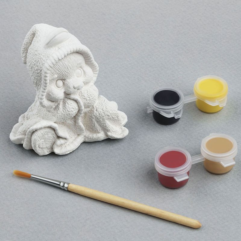 Набор для росписи из гипса ТРИ СОВЫ "Мишка в костюме уточки", высота фигурки 7см, с красками и кистью, картонная коробка