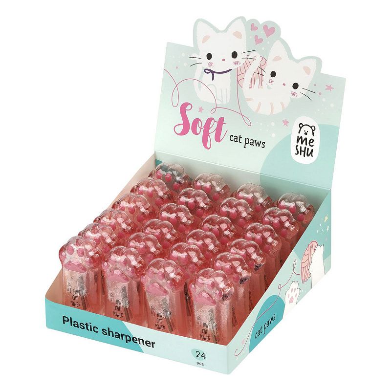 Точилка пластиковая MESHU "Say Meow" 1 отверстие, контейнер, ассорти 