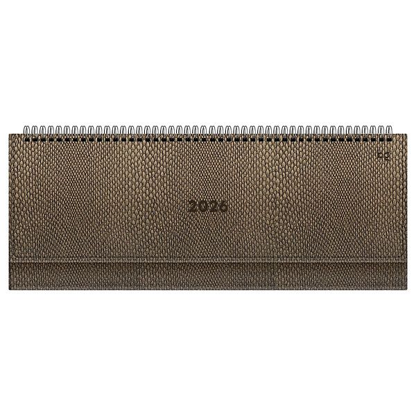 Планинг датированный 2026г., 64л., 330*130мм, кож.зам, BG "Python.Dark khaki", хаки