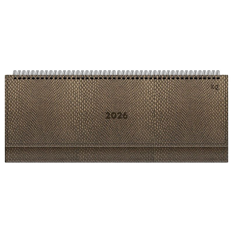 Планинг датированный 2026г., 64л., 330*130мм, кож.зам, BG "Python.Dark khaki", хаки