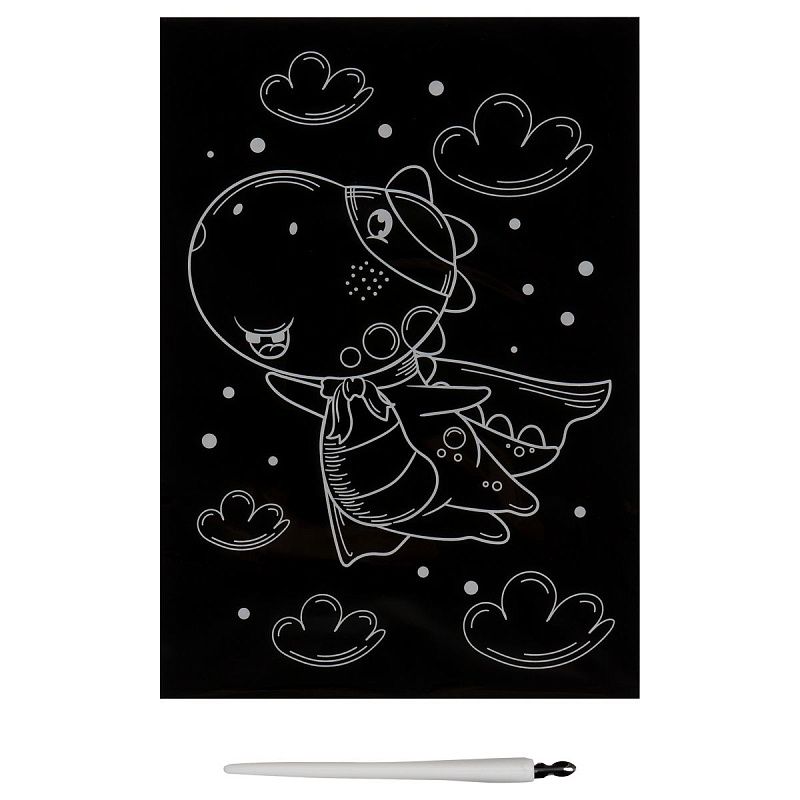 Гравюра с мультицветной основой ТРИ СОВЫ "Супер Дино", А5