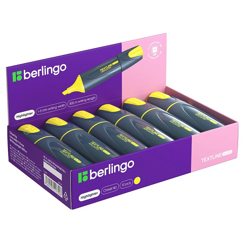 Текстовыделитель Berlingo "Textline HL300" желтый, 1-5мм 